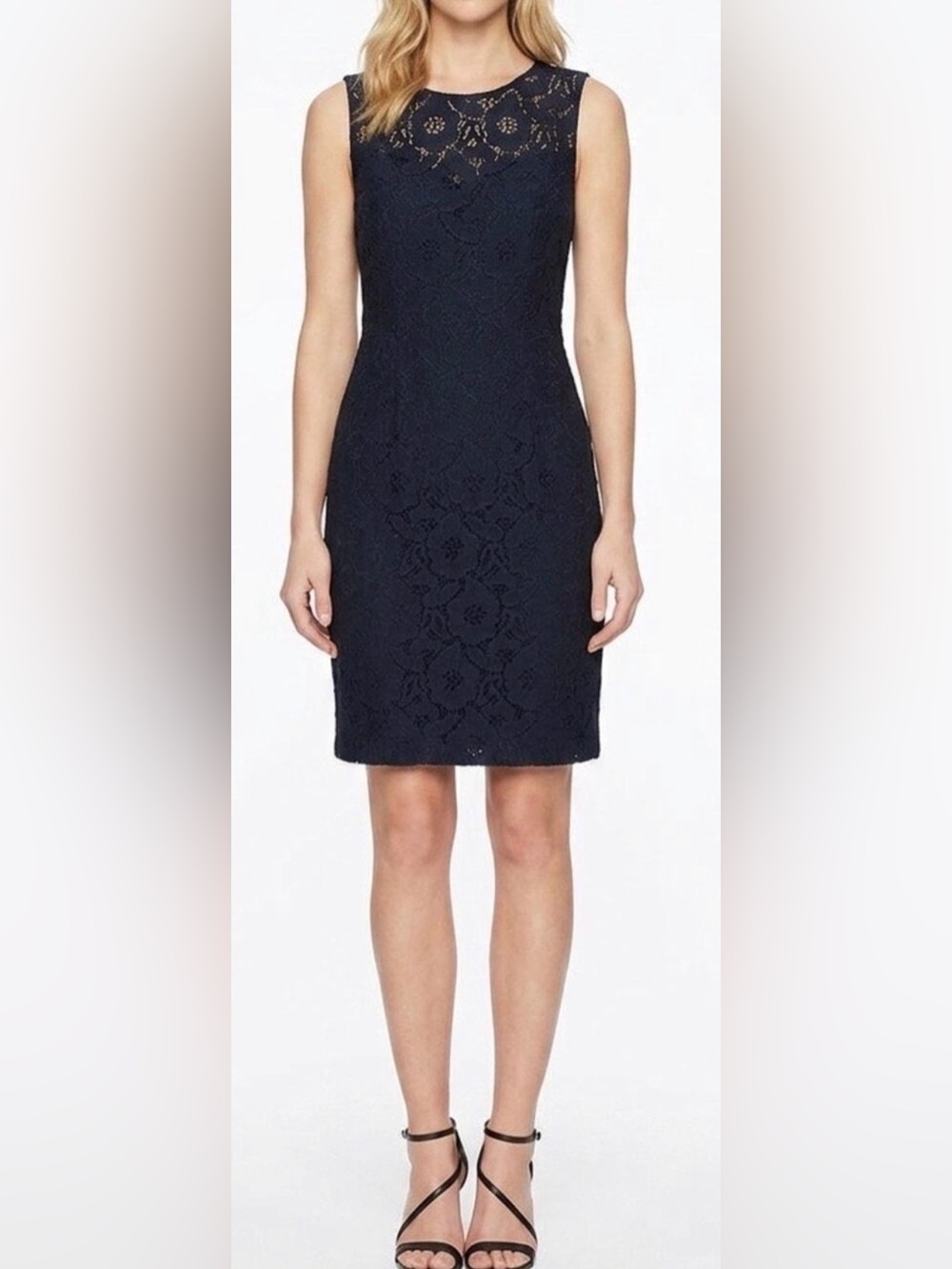 Ronny Kobo Mini Dress Black Lace Sleeveless Cotton Blend Shift New